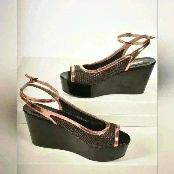 2010s DRIES VAN NOTEN Black Patent Woven Leather Platform Sandals 38EU 8US Italy - Picture 4 of 10